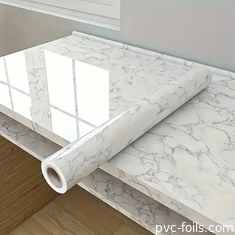 عازل الزيت الرخام الأبيض الملصق الذاتي فيلم PVC الزخرفي ملصق سهل لتزيين المنزل DIY