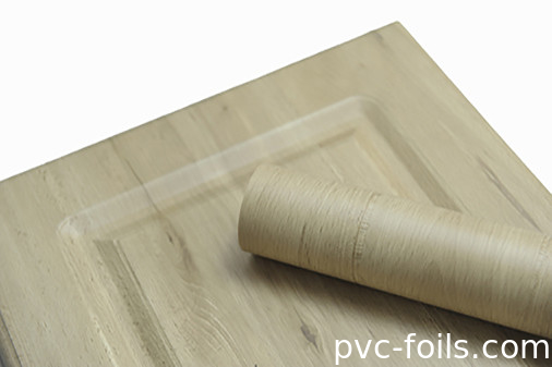 الأثاث PVC فيلم السطح تصميم الحبوب الخشبية السماكة المخصصة للتصفيف