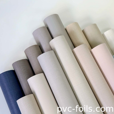 لفة ورق PVC الزخرفية لسطح الأثاث ، تصميم النسيج المنقوش