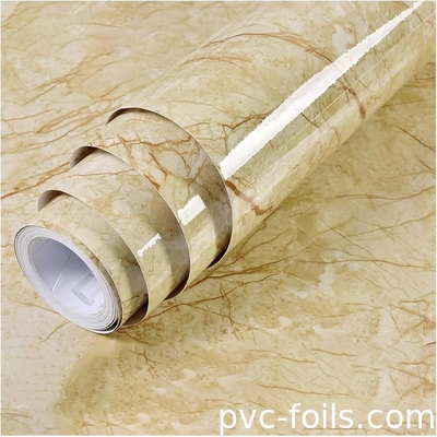 فيلم ديكوراتي من البروتوكول الـ PVC ذو الحبوب الرخامية العالية للطاولات والأسطح الداخلية