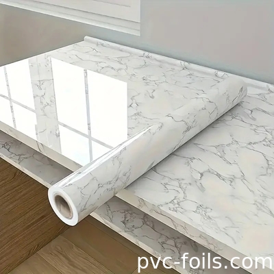 عازل الزيت الرخام الأبيض الملصق الذاتي فيلم PVC الزخرفي ملصق سهل لتزيين المنزل DIY