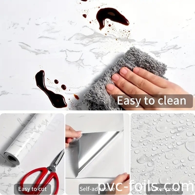 عازل الزيت الرخام الأبيض الملصق الذاتي فيلم PVC الزخرفي ملصق سهل لتزيين المنزل DIY
